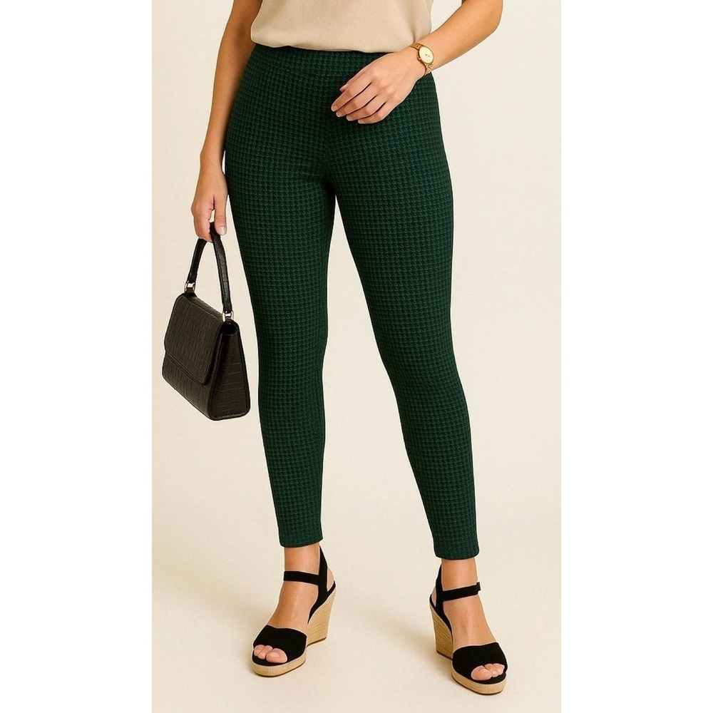 Liverpool Women's Stretchy Skinny Pants - Houndstooth Peat Green - US 10 - NWOT